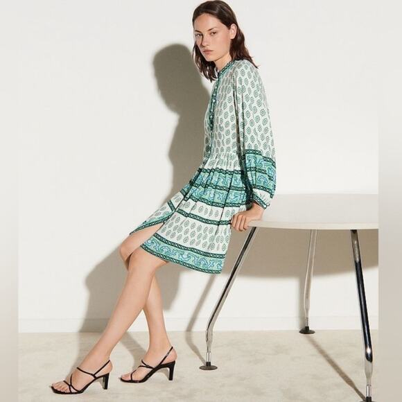 Sandro Naima Printed Mini Long Sleeve Dress - Picture 2 of 6